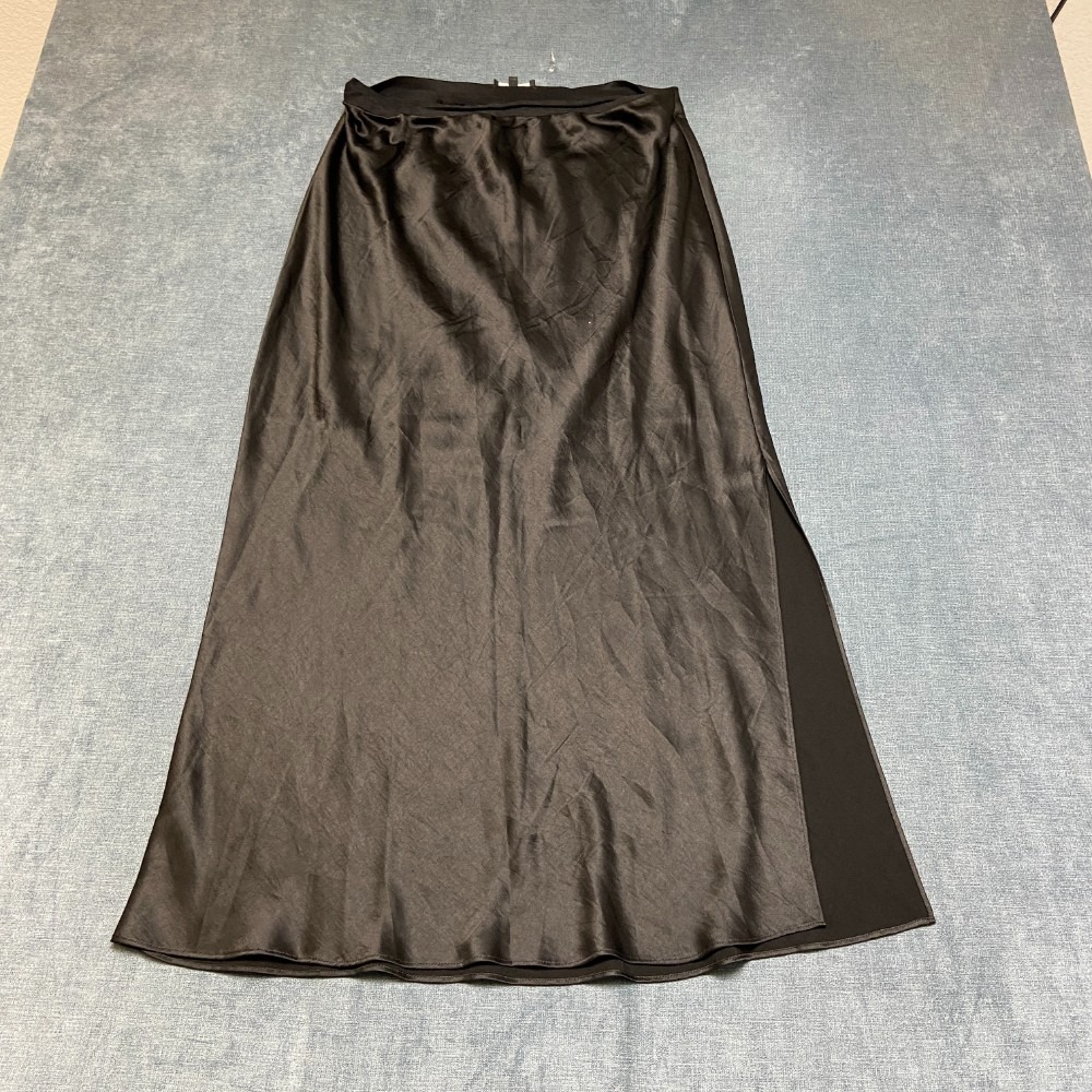 Madewell A-Line Midi Skirt Womens 10 Black Side Slit Streetwear Outdoor Formal